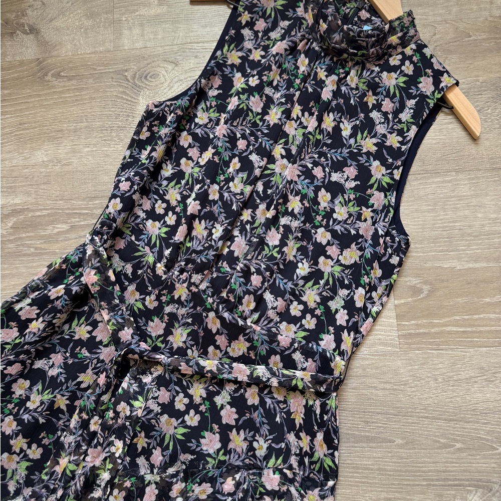 CeCe High Low Floral Dress in Black and Purple-Size 10 - Picture 6 of 13